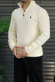 Polo Cable Knit Texture Quarter-Zip Imported Men's Jumper Sweater