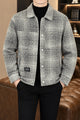 Outerwear Tweed Checkered Imported Men's Wool Jacket In Off White