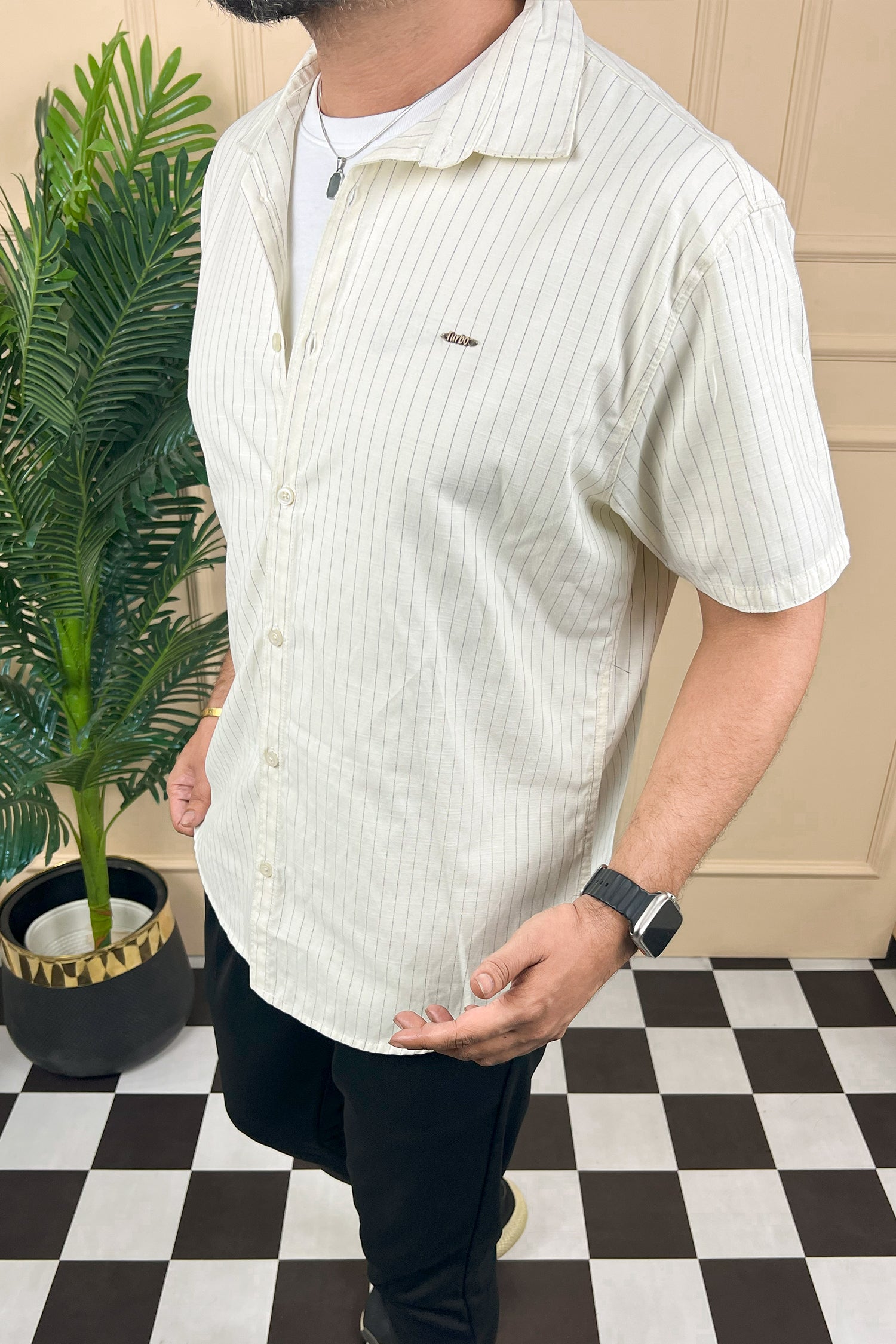 Turbo Creamline Striped Comfort Casual Shirt
