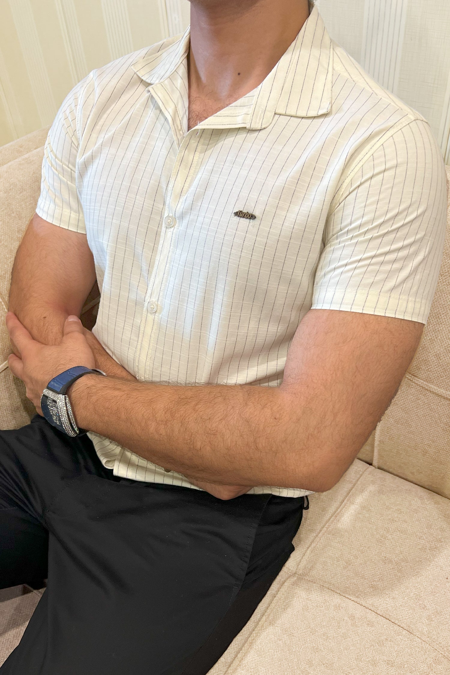 Turbo Creamline Striped Comfort Casual Shirt