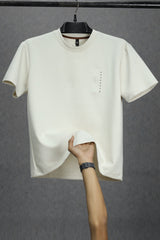 MidNight Half Sleeve Crew Neck Imported T-Shirt in Off White