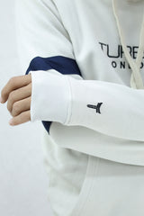 Turbo Elbow Panel Stripe Fleece Hoodie In Off White