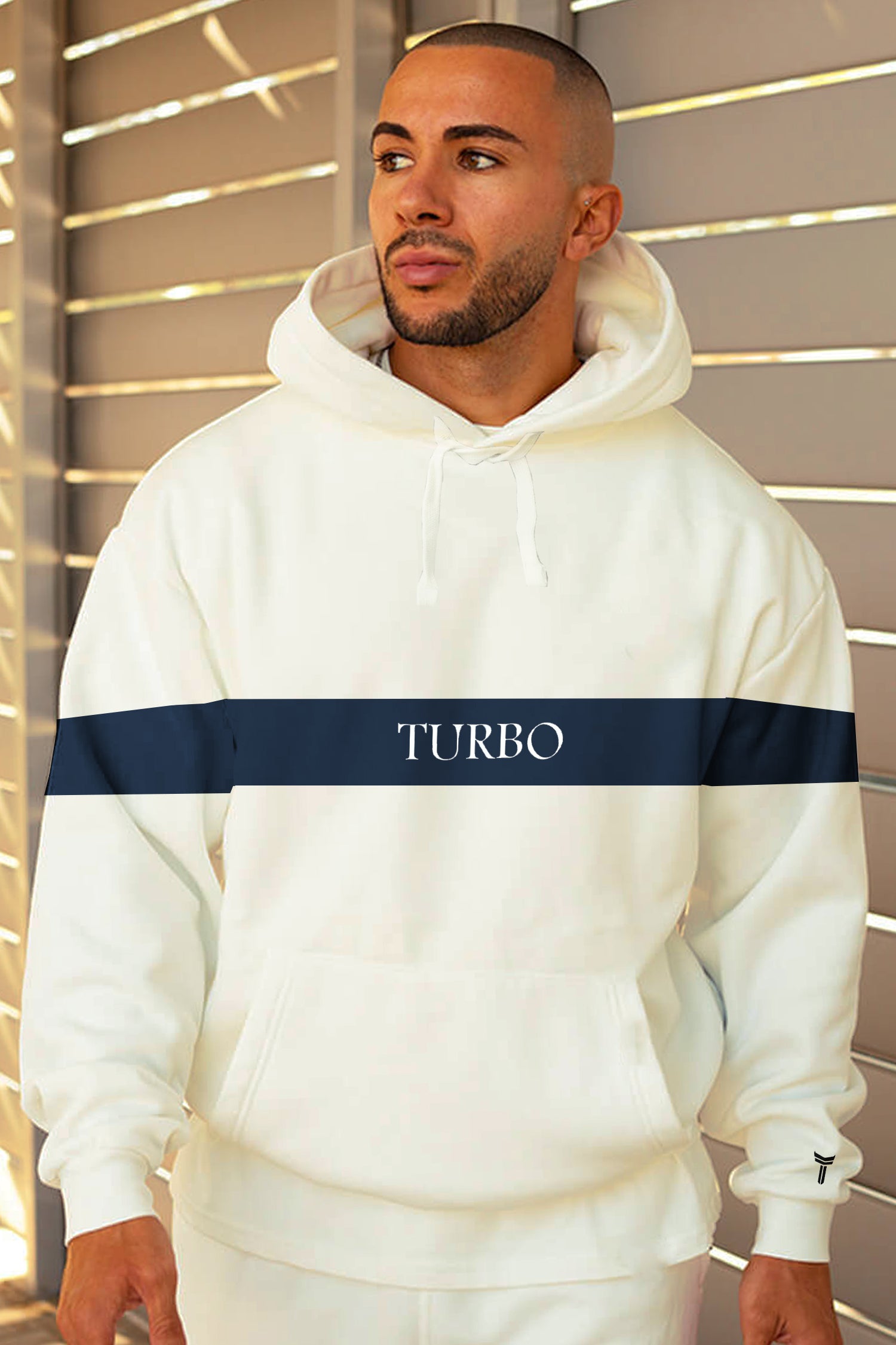 Turbo Panel Typography Fleece Hoodie