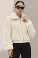 Women Fuzzy Texture Zip-Up Imported Fur Jacket