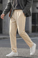 Double Plate Men's Carrot Fit Cotton Pant In Off White