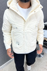 Belt Cliped Zipper Pocket Padded Imported Puffer Jacket