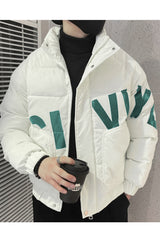 Typography Writing Printed Padded Imported Puffer Jacket