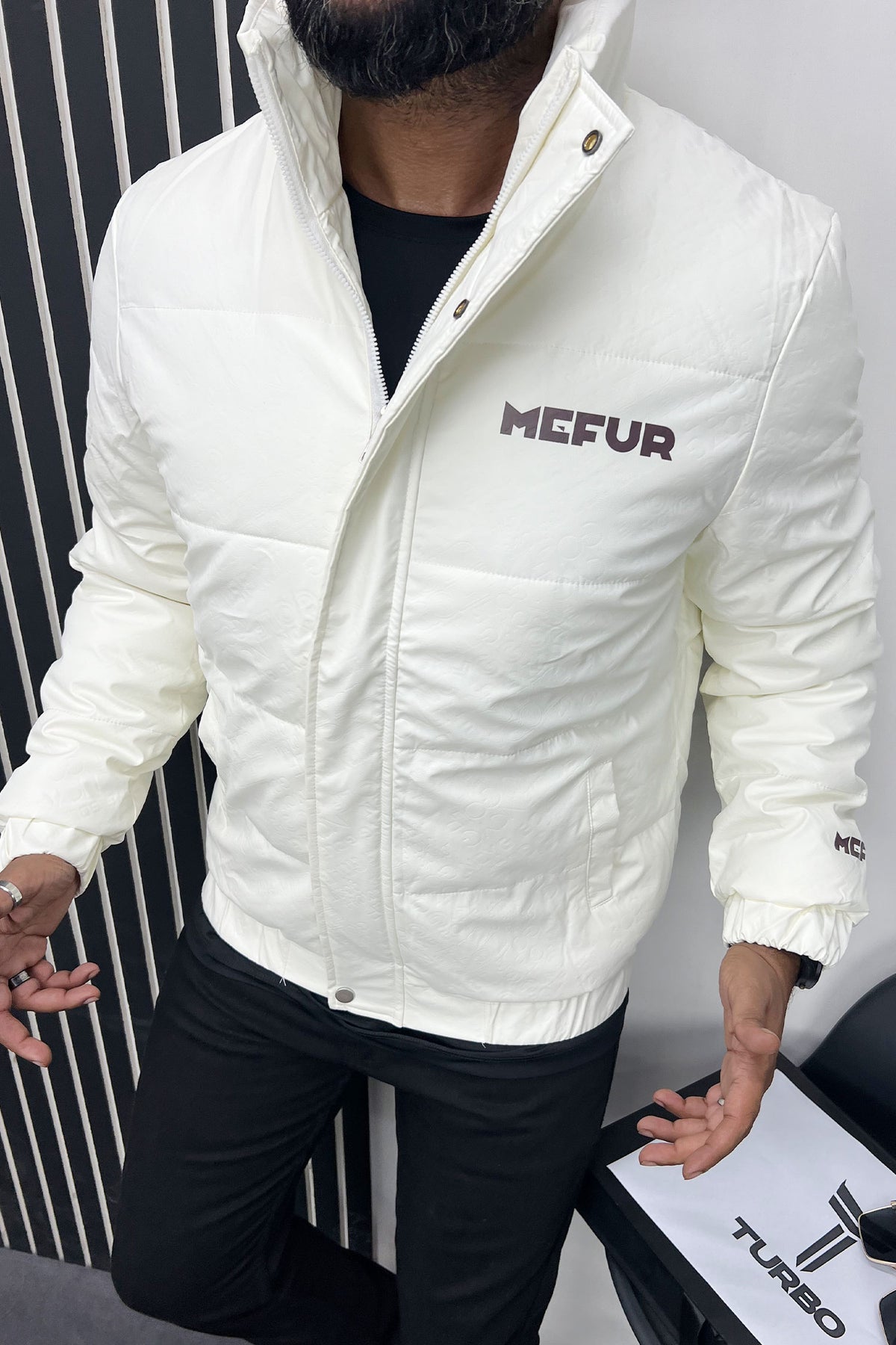 Mfur Winter Breeze Quilted Padded Imported Puffer Jacket In Off White