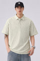 Turbo Vertical White Striped Pattern Polo T-Shirt In Off White