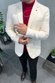 Turbo Premium Slub Texture Imported Men Blazer In Off White