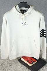 Turbo Arm Stripe Fleece Hoodie In Off White