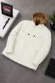 Men's Casual Quilted Detachable Hood Imported Puffer Jacket In Off White