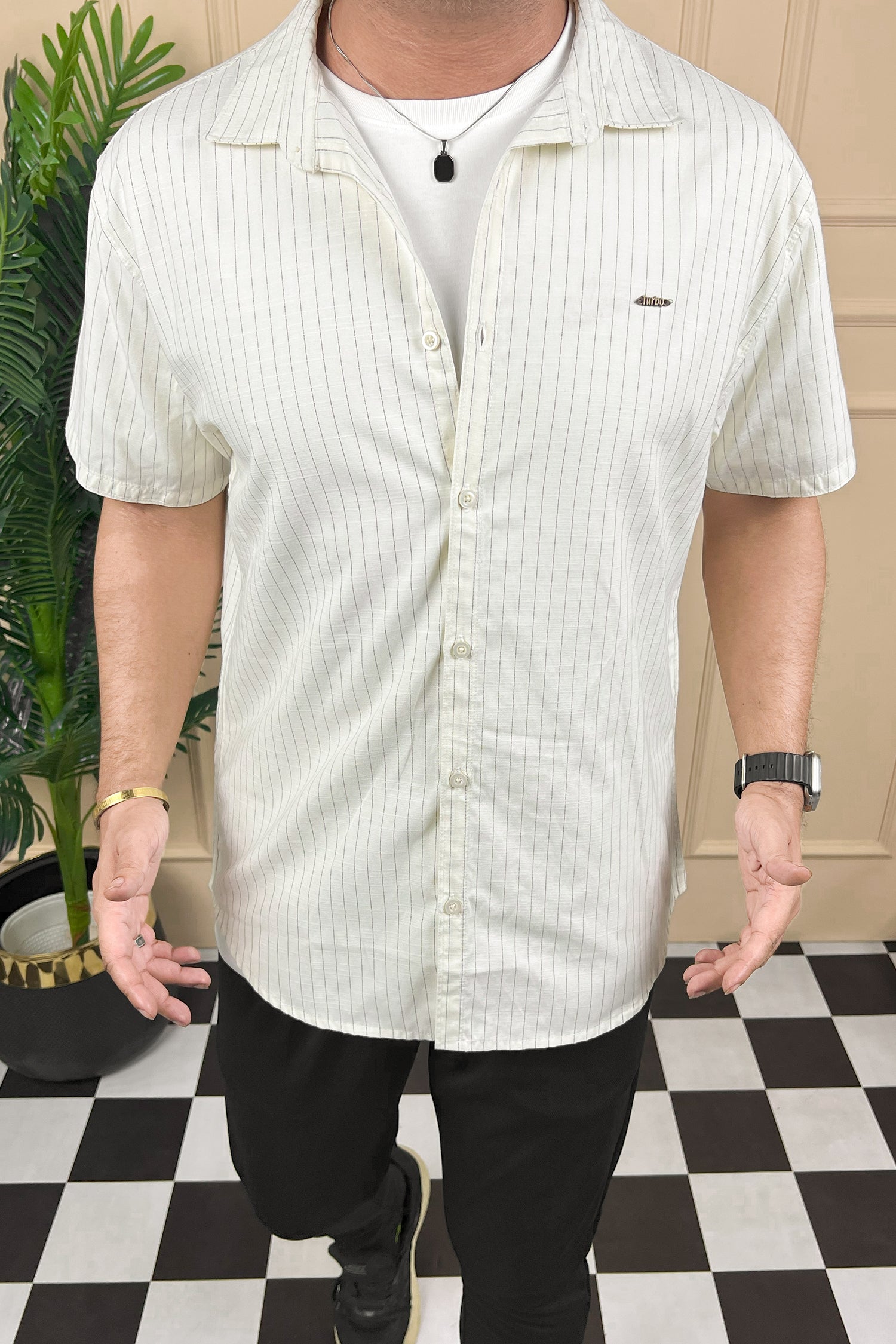 Turbo Creamline Striped Comfort Casual Shirt