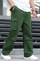 Turbo Hexa Pockets Loose Bottom Cargo Trouser In Olive Green