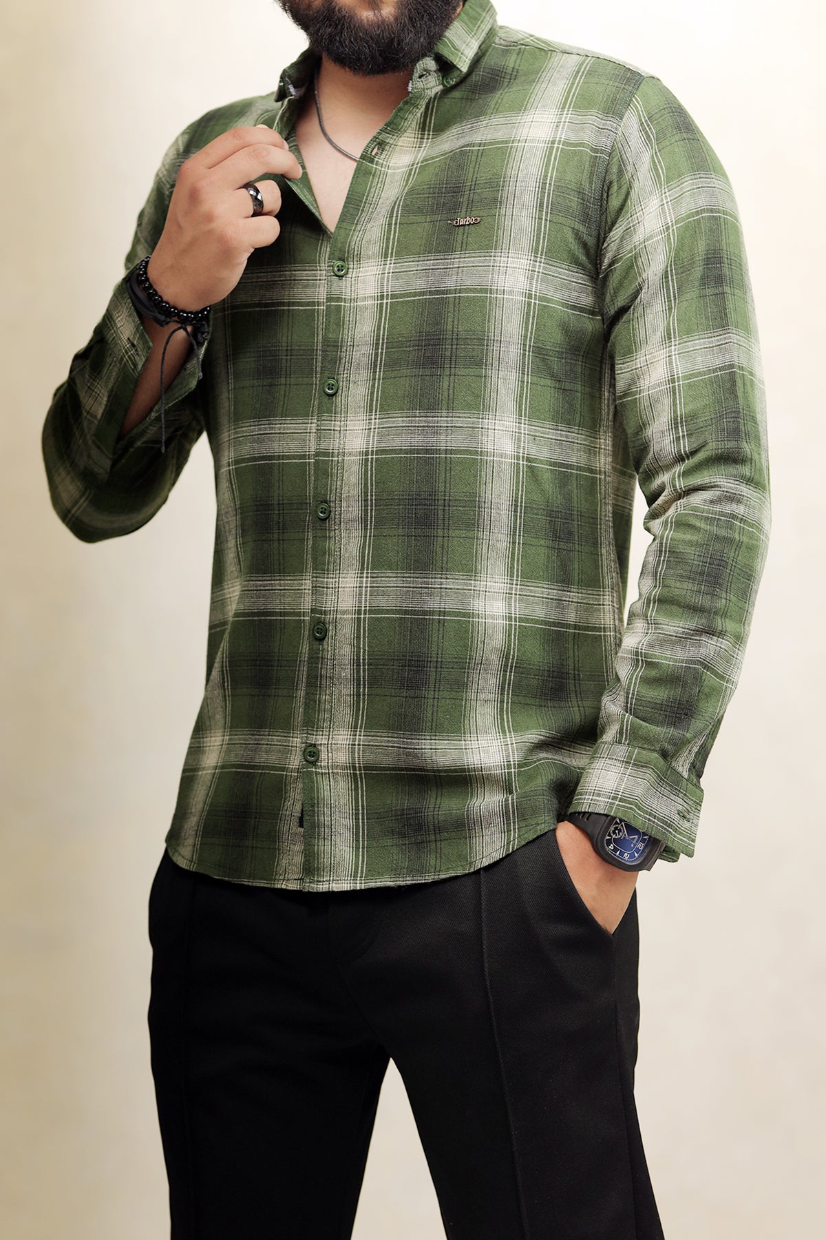 Turbo Tribe Premium Flannel Long Sleeve Cotton Casual Shirt