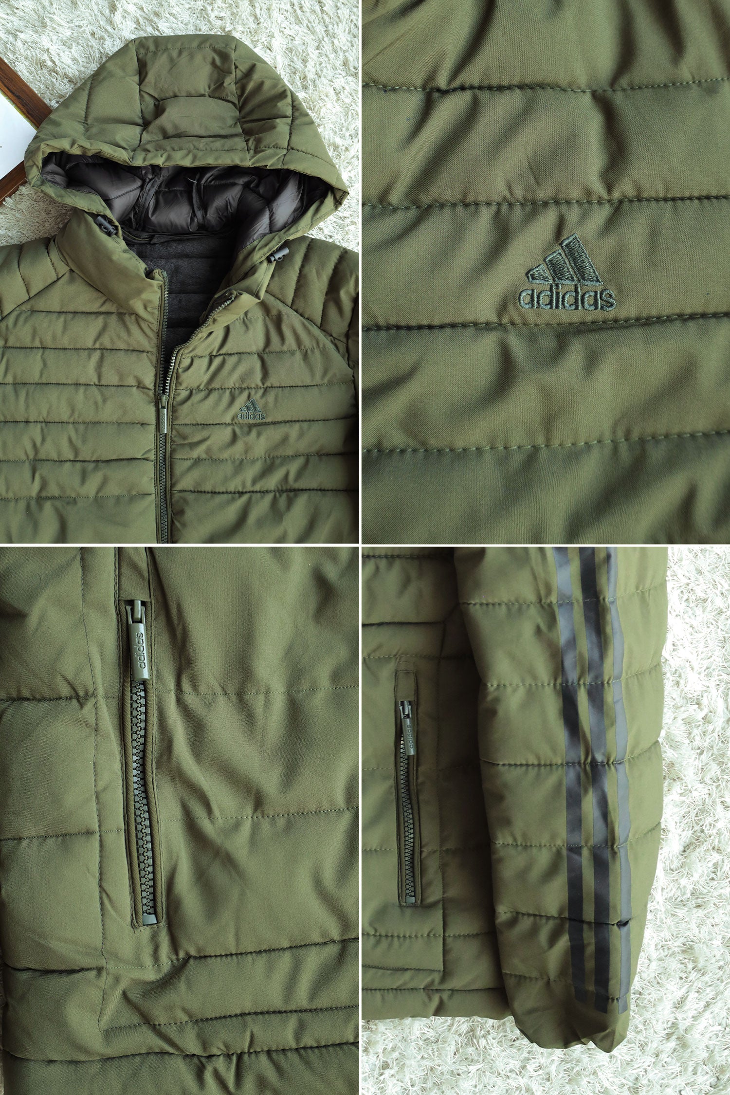 Adds Half Stripe Hooded Padded Imported Puffer Jacket