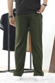 Turbo Side Tapes Loose Bottom Trouser In Olive Green