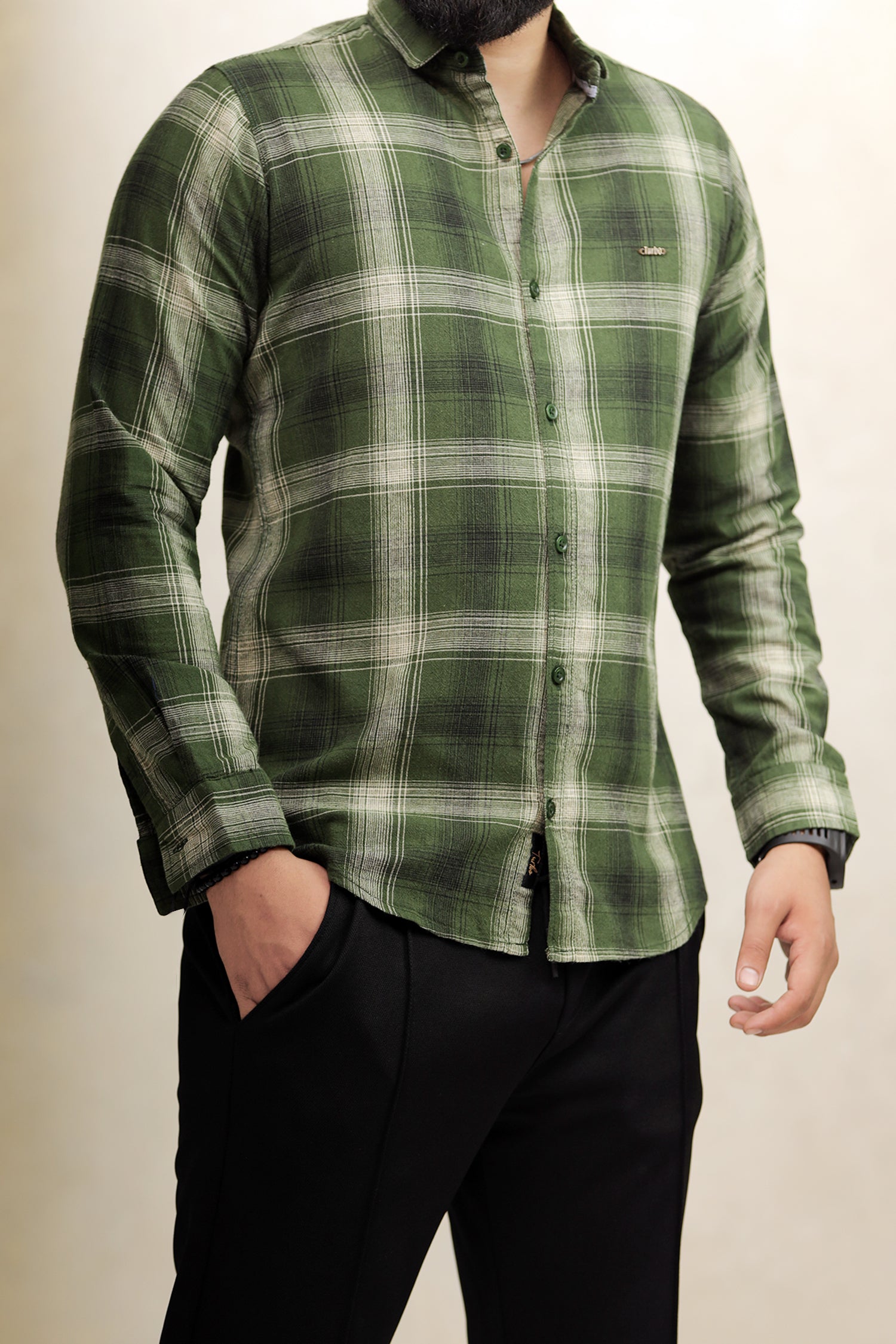 Turbo Tribe Premium Flannel Long Sleeve Cotton Casual Shirt