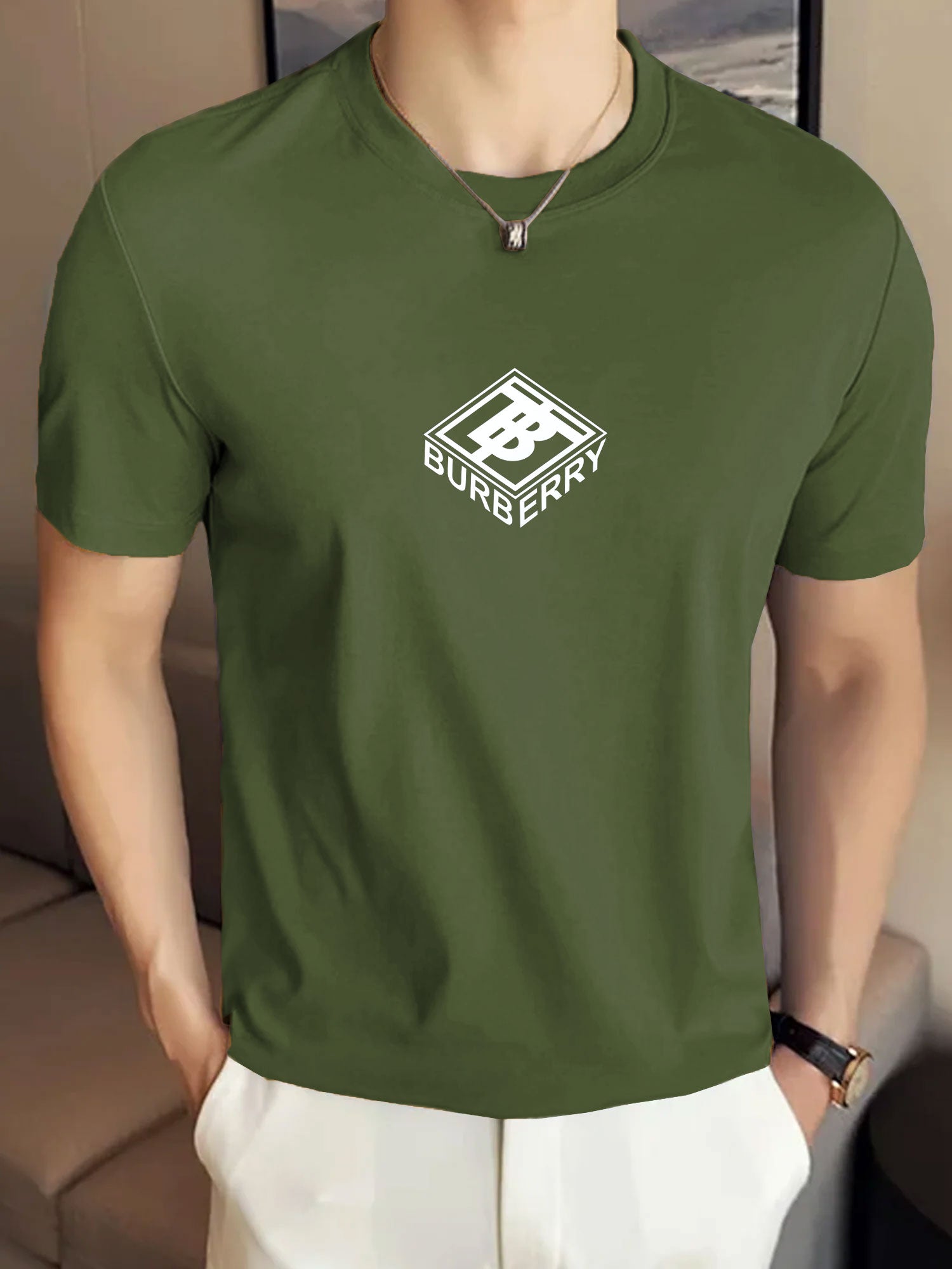 Brbrry Classic Monogram & Logo Tape Crew Neck Tee