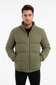 Turbo Lining Pattern Style Men's Imported Puffer Jacket In Olive Green