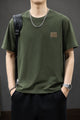 Lro Piana Distinctive Logo Patch Men's T-Shirt In Olive Green