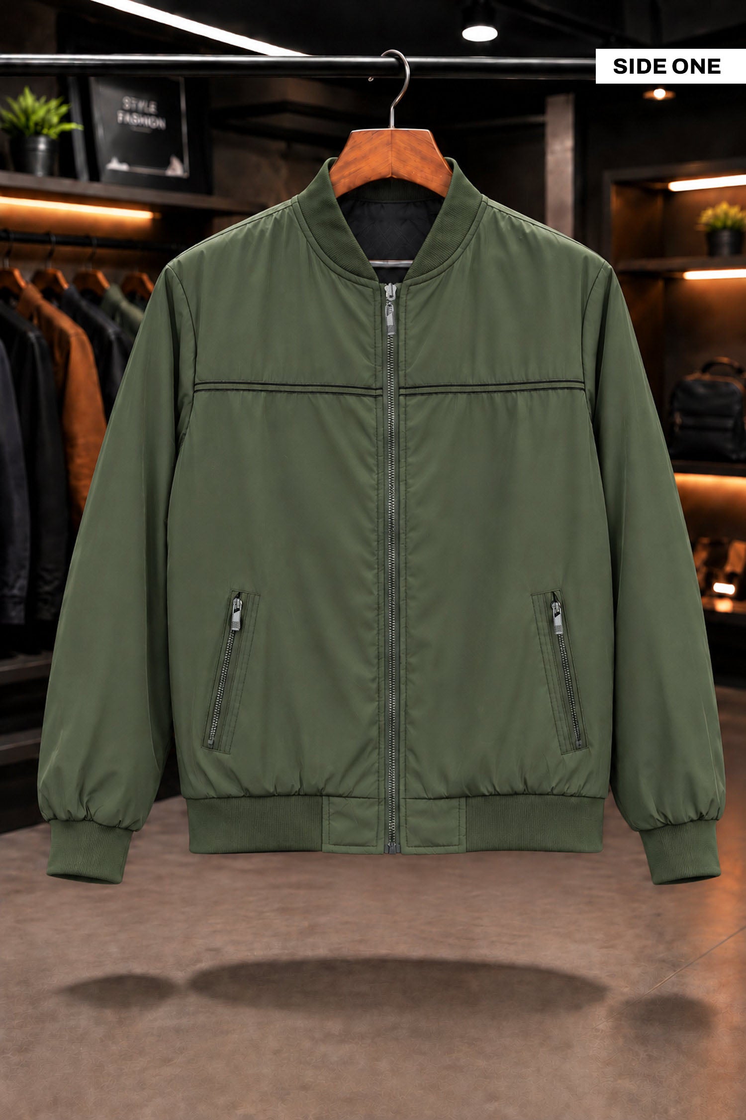 SoftShell Varsity Double-Sided Imported Big Size Light Weight Jacket In Olive Green