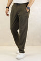 Turbo Comfort Front Plate Regular Straight-Fit Trouser In Olive Green