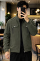 Turbo Light-Weight Bain Style Imported Suede Leather Jacket In Olive Green