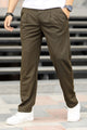 Turbo Comfort Front Plate Regular Straight-Fit Trouser In Olive Green