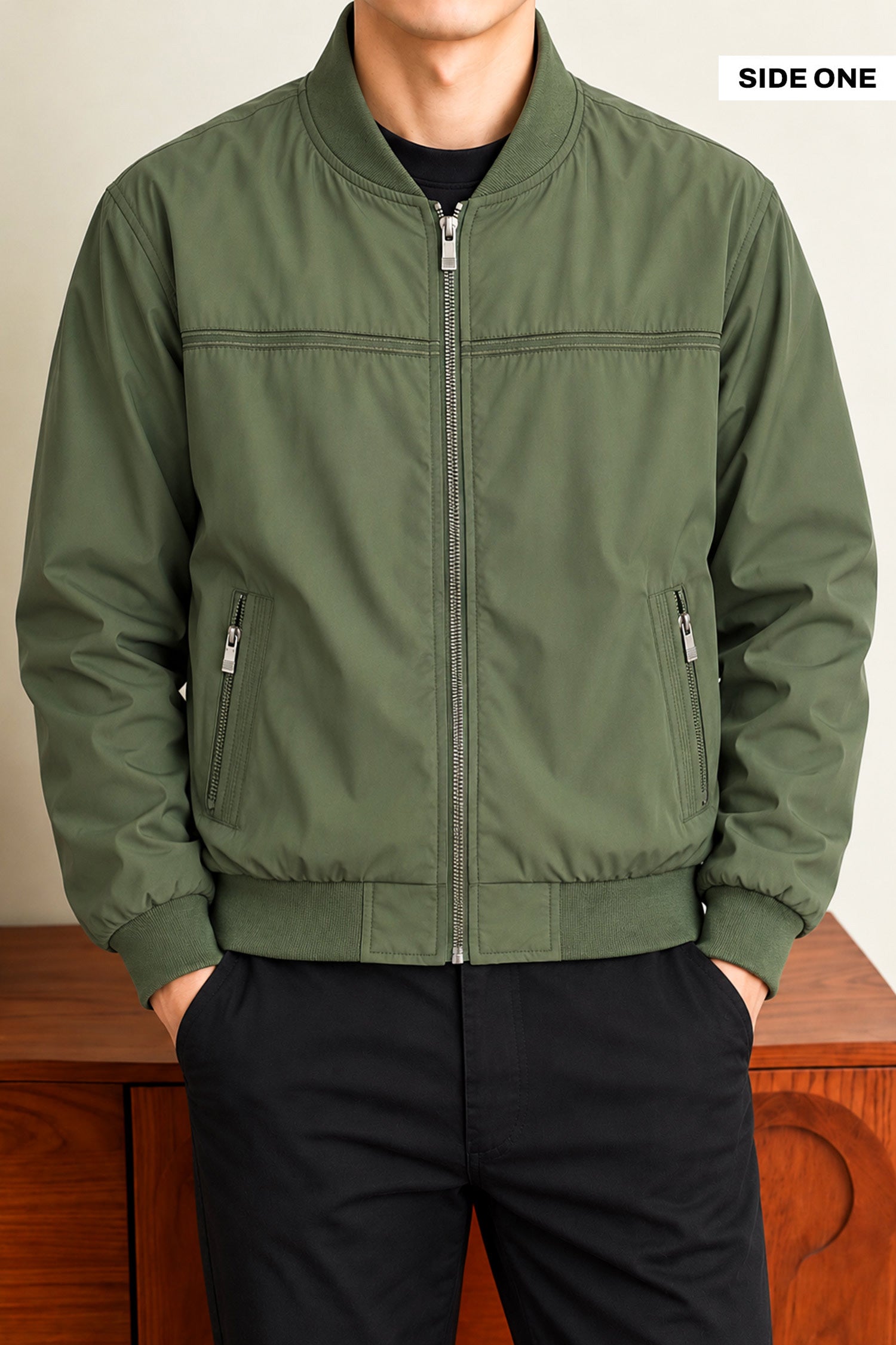 SoftShell Varsity Double-Sided Imported Big Size Light Weight Jacket In Olive Green