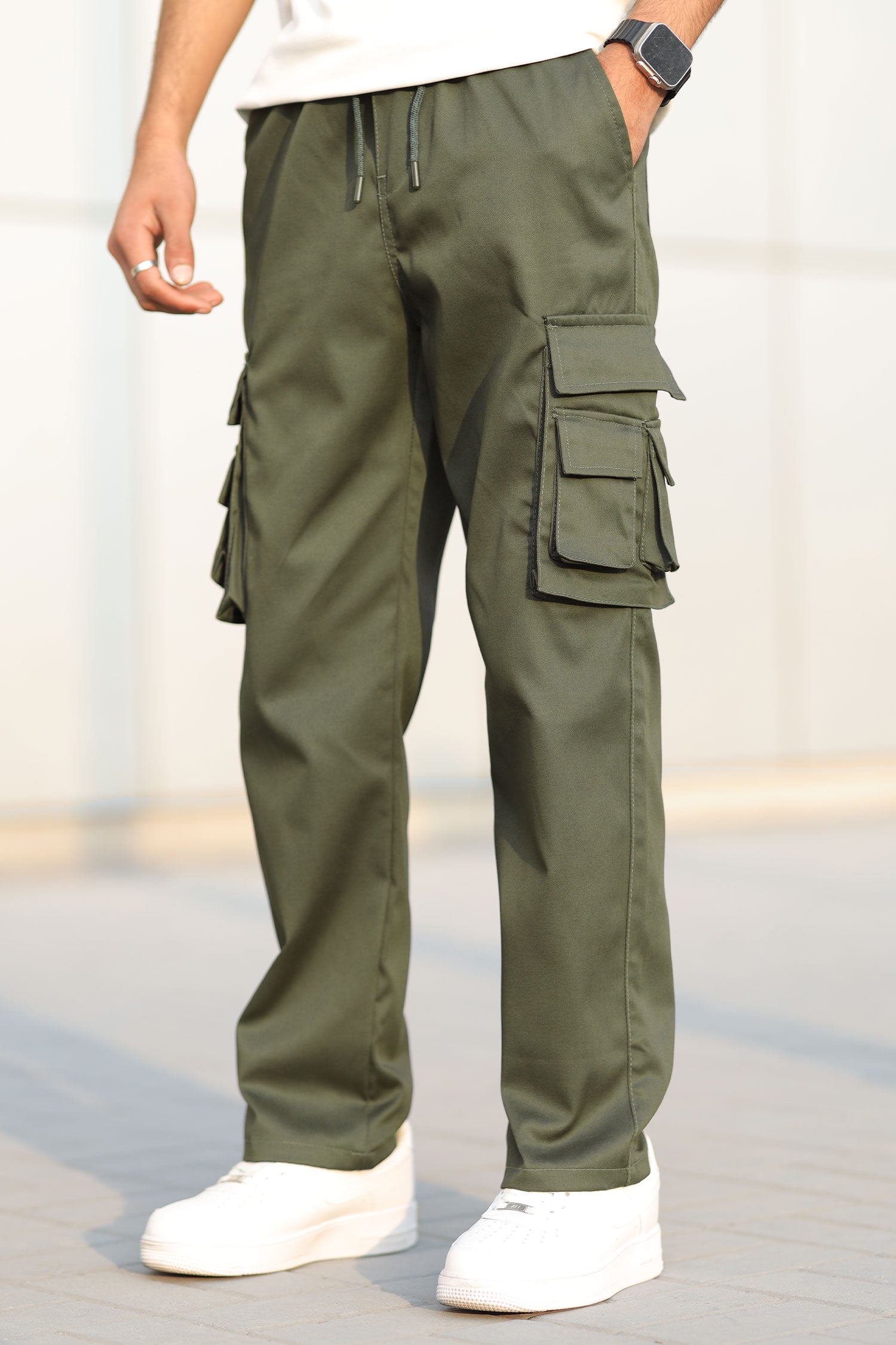 Turbo Hypemode Imp Cotton Cargo Trouser In Olive Green