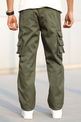 Turbo Hypemode Imp Cotton Cargo Trouser In Olive Green