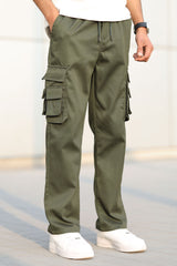 Turbo Hypemode Imp Cotton Cargo Trouser In Olive Green