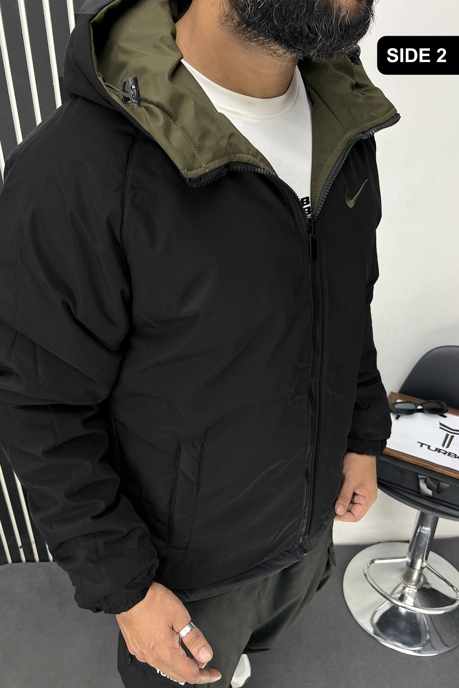 Nke Siganture Slogan Double Side Imported Puffer Jacket