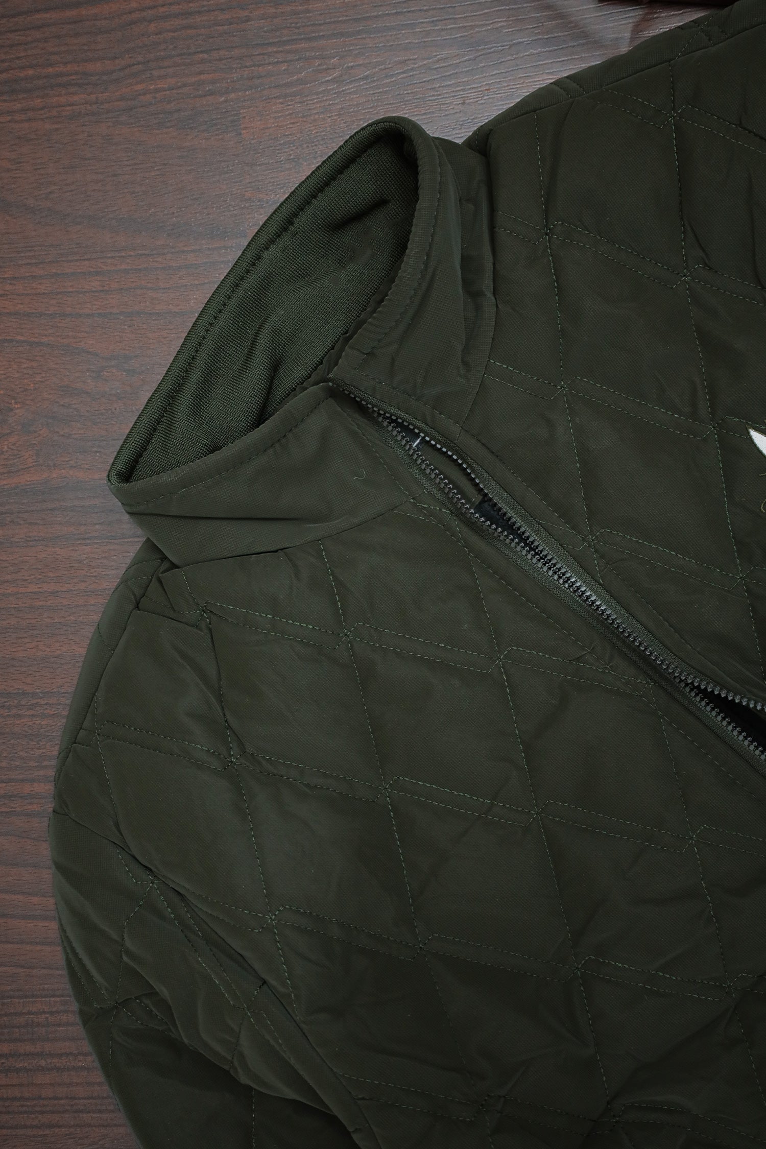 Diamond Quilted Motif Imported Puffer Jacket