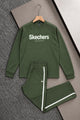 Skchr Streetwear Typography Men's Co-Ord Set In Olive Green