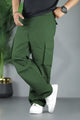 Turbo Hexa Pockets Loose Bottom Cargo Trouser In Olive Green