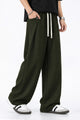 Turbo Drawstring Loose Bottom Trouser In Olive Green