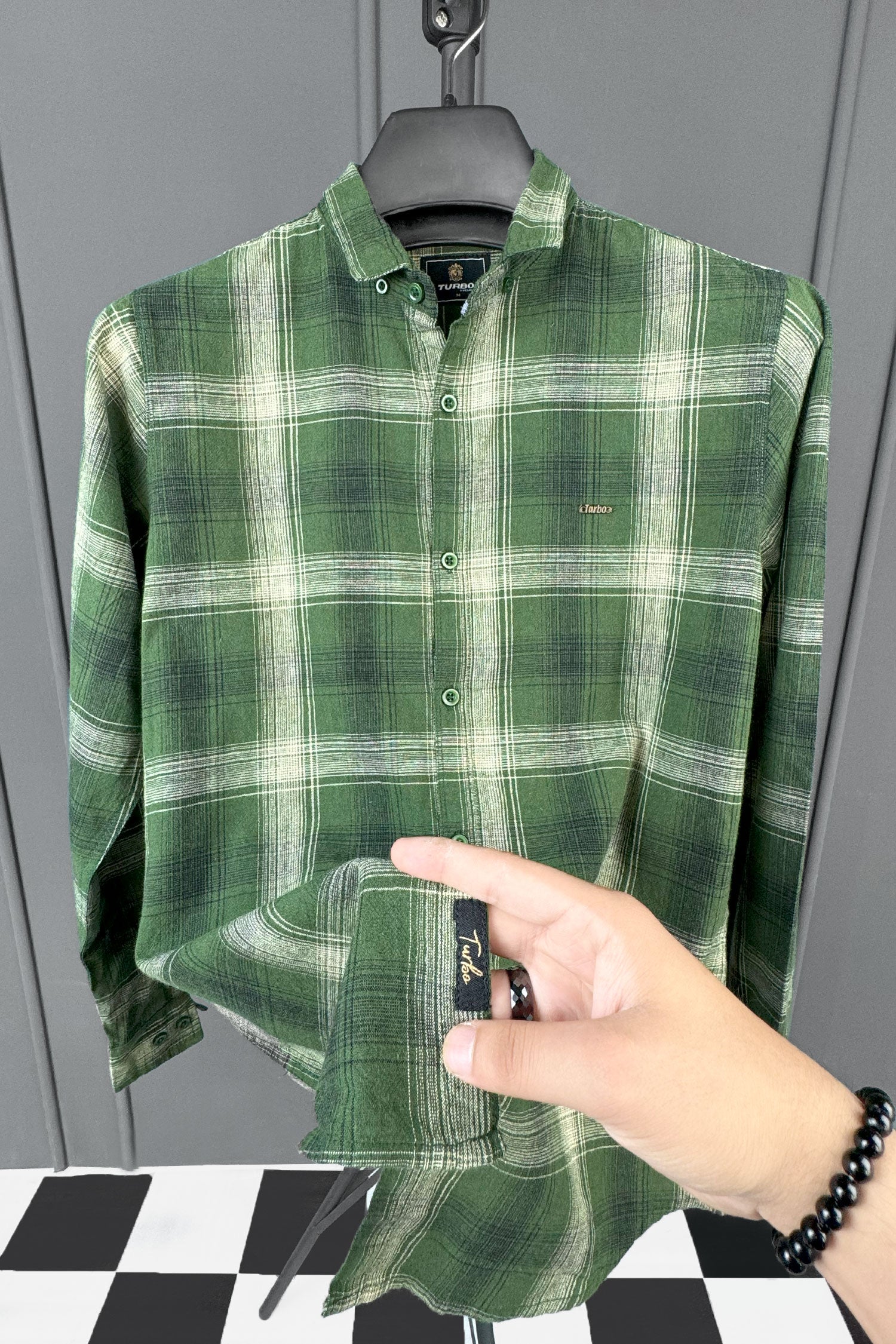 Turbo Tribe Premium Flannel Long Sleeve Cotton Casual Shirt