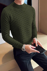 Pullover Waffle Crew-Neck Imported Men's Sweater