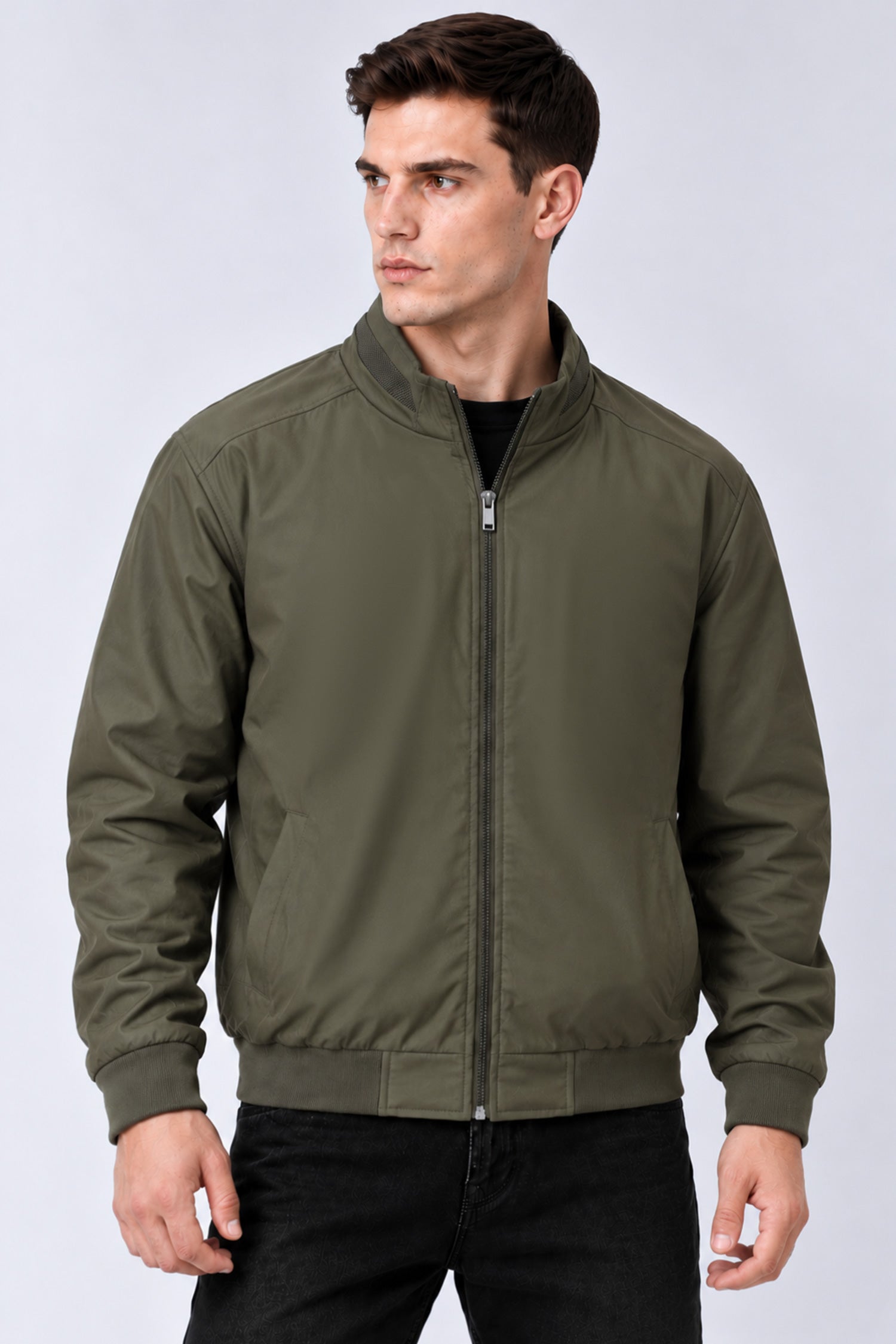 Turbo Transitional Fall Imported Leather Jacket In Olive Green