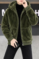 Turbo Cloud Soft-Fur Hooded Imported Men's Fur Jacket In Olive Green