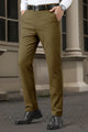Turbo Urban Executive Slim Fit Cotton Pant In Olive Brown