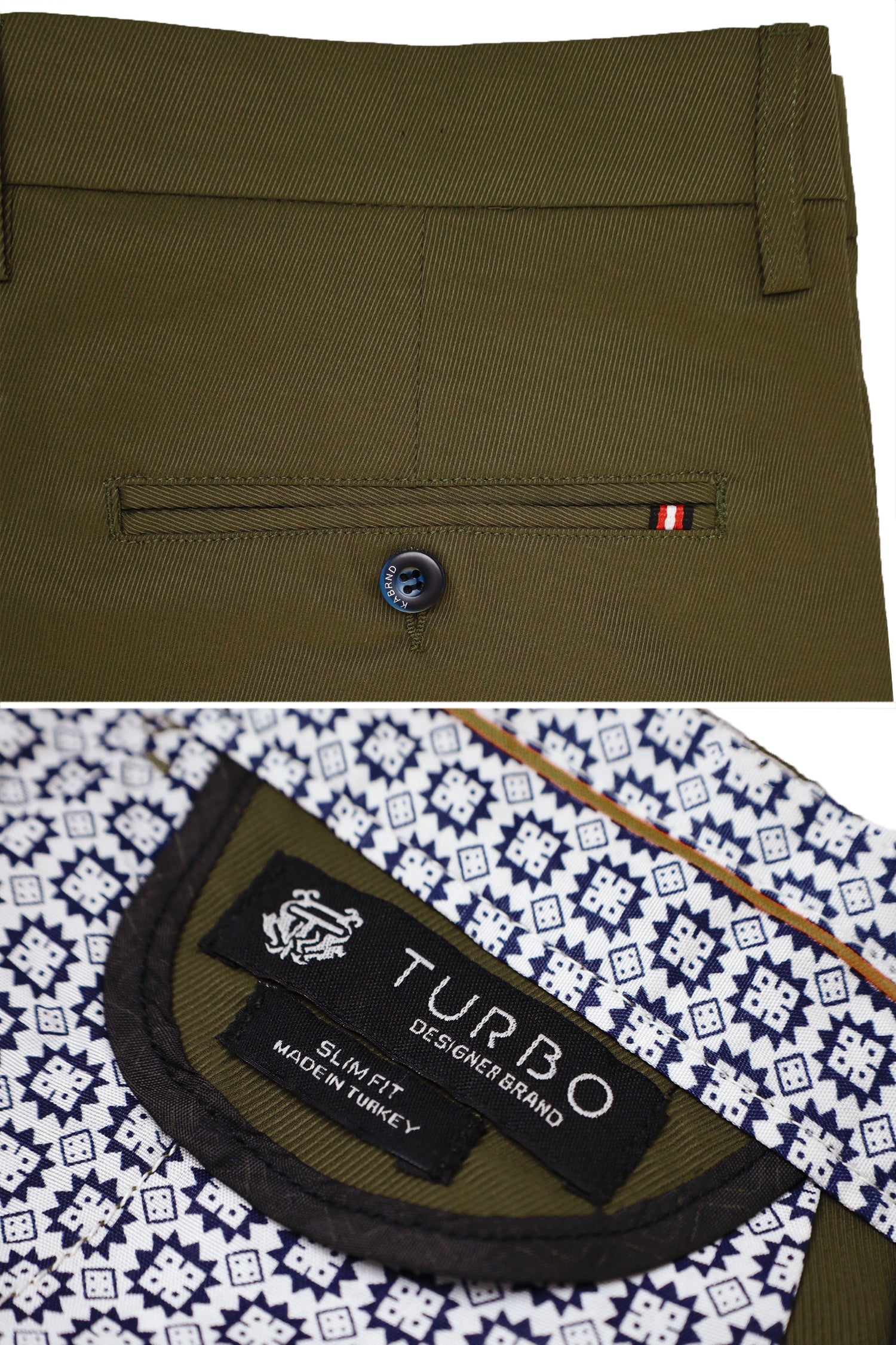 Turbo Urban Executive Slim Fit Cotton Pant In Olive Brown
