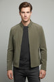 Regular Fit Suede Leather Jacket In Olive Brown