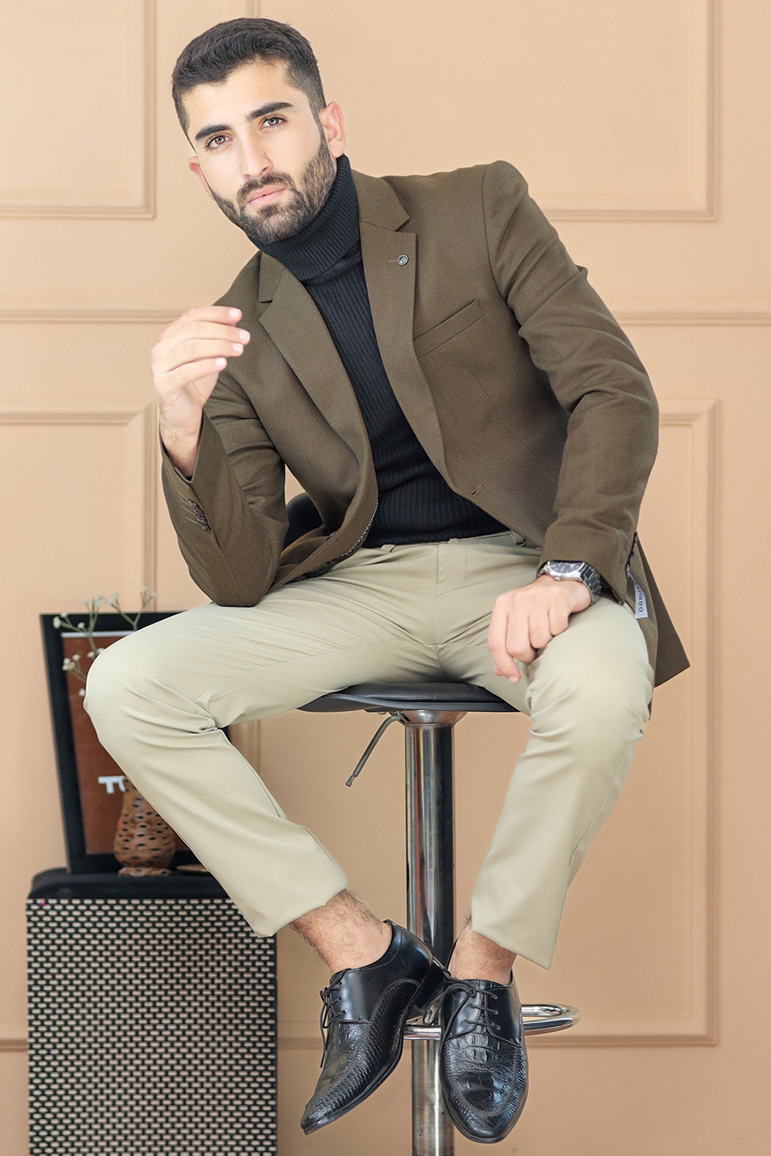 Classic Rich Cross Textured Pattern Men Blazer