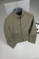 Regular Fit Suede Leather Jacket In Olive Brown