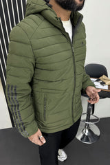 Adds Half Stripe Hooded Padded Imported Puffer Jacket