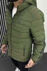 Adds Half Stripe Hooded Padded Imported Puffer Jacket