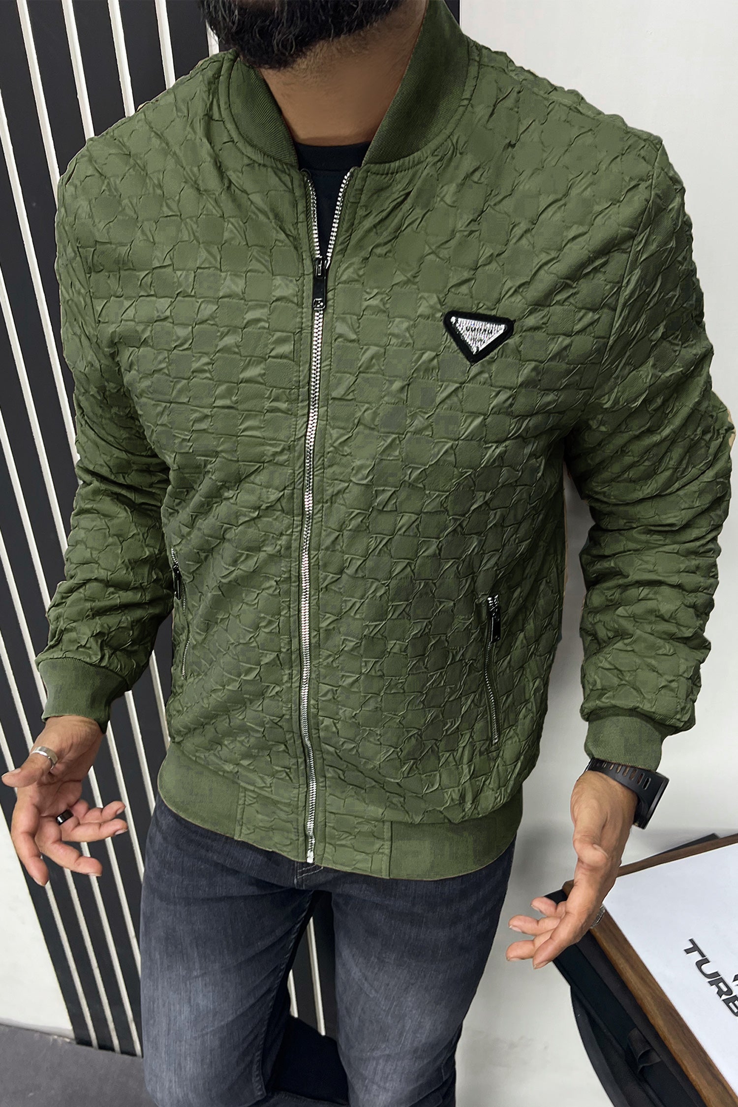 Pattern Embossed Men's Imported Light Weight Jacket